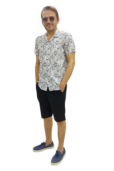 Manche Apaj Collar Patterned Linen Shirt