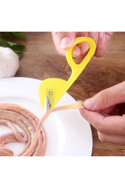 zola Shrimp/fish/intestine opener, 12.4x3.3 cm, plastic, yellow