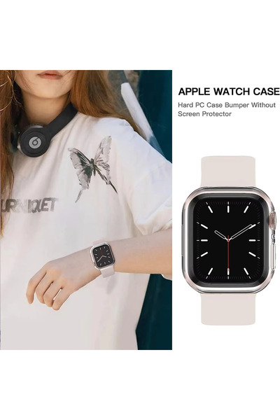 PSGT Apple Watch Seri 10 ve 11 Uyumlu 42 Mm Seffaf Silikon 360 Tam Koruma Yumuşak Ekran Koruyucu