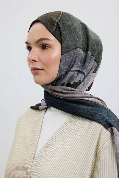 Qef Geometric Gray Shawl - Modal Brush