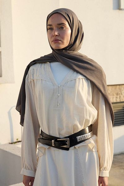 Qef Cotton Line Shawl Anthracite