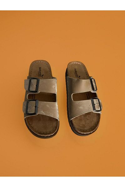 GEZER Γυναικείες παντόφλες Nubuck με ψηλή και δερμάτινη σόλα