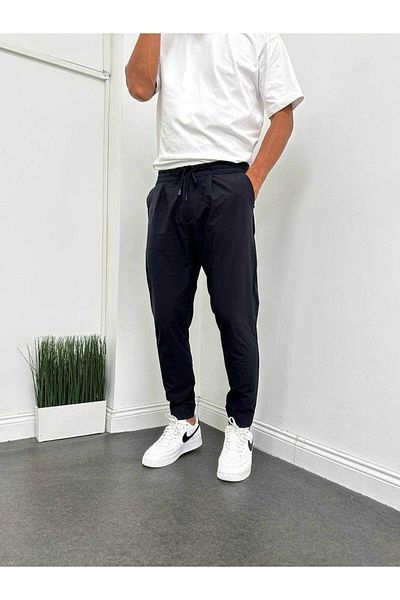 MODA Black Parachute Fabric Double Leg Trousers