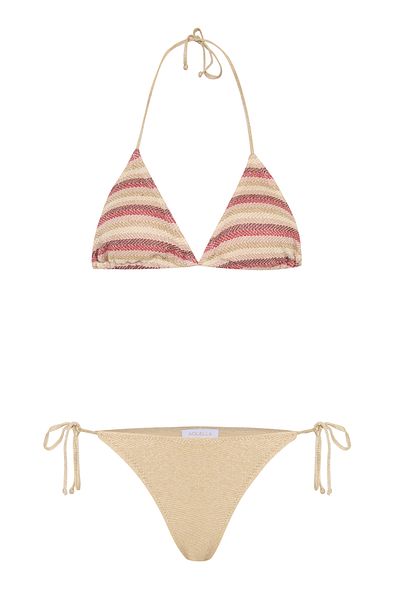AQUELLA Knitwear Beige Triangle Bikini Set