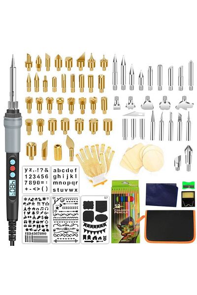 OEM Pyrography And Soldering Kit, 110 Pieces, Adjustable Temperature 180~480 °c, Digital Display
