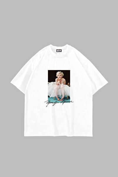 Bak Moda Lepota Merilin Monro Štampano Oversize kroj Unisex bela majica