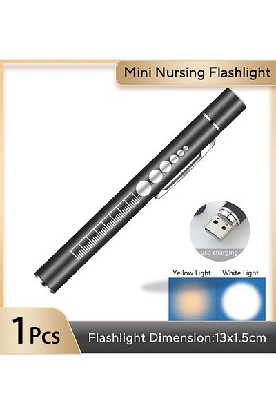 Choice Black Usb Rechargeable Medical Handy Pen Light Mini Nursing Flashlight Led Torch Lamp With Stainless