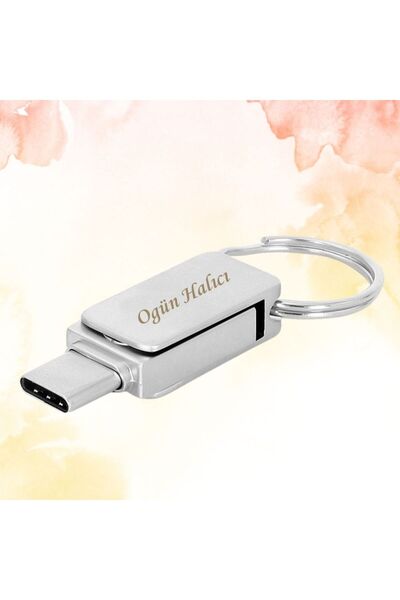 HediyesiBizden KİŞİYE ÖZEL İSİM BASKILI METAL KUTULU TYPE-C OTG METAL USB BEL...