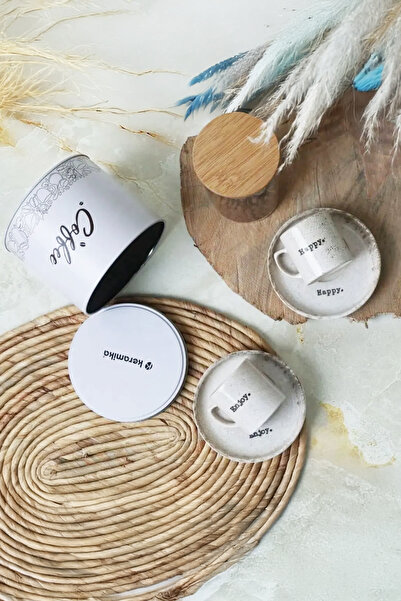 Home Hera Metal Box Gift 2-Person Ceramic Coffee Cup Set 5 Pieces