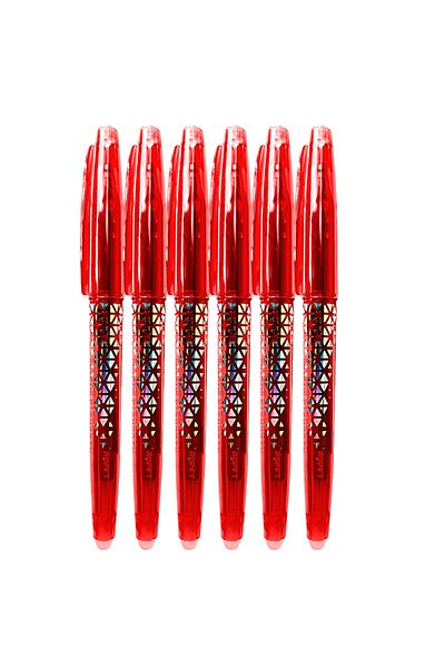 Ropet Pen with Eraser Set 0.7mm, Roller, 6 pieces, red