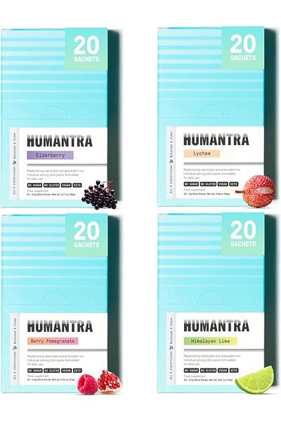 Humantra Hydration Packets, Zero Sugar Electrolyte Hydration Multiplier w/Essential Minerals, 4Packs