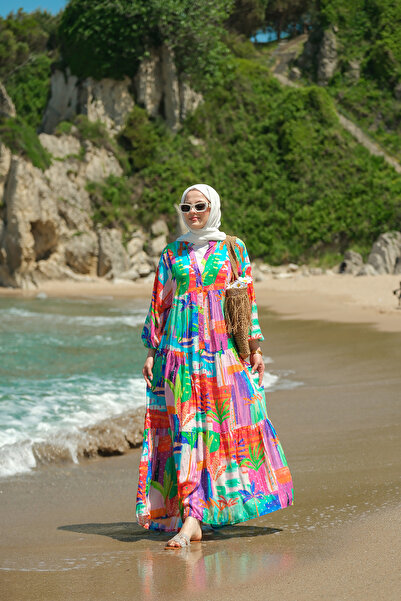 LOCCO Women's Mixed Pattern Dress Green