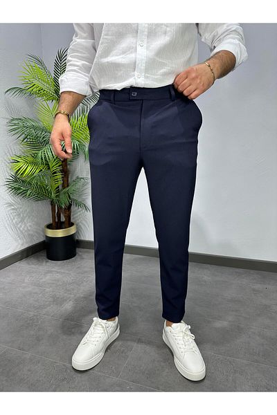 MODA Premium Cotton Lycra Fabric Pants Navy Blue