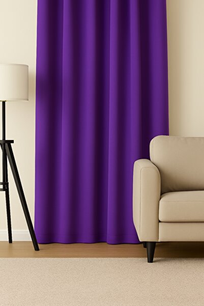 Luvora Home Luna Series Velvet Textured Pleatless Background Curtain - Purple