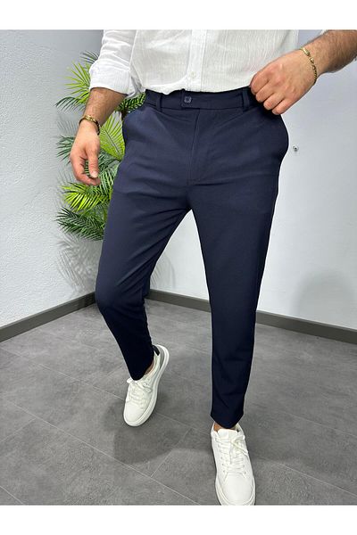 MODA Premium Cotton Lycra Fabric Pants Navy Blue