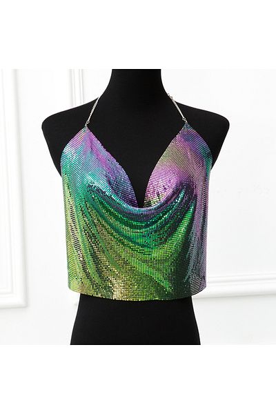 Veille Γυαλιστερό Rainbow Crop & Μπλούζα Αμάνικο Boat Neck Armor Bustier