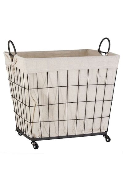 OEM Metal Storage Basket with Wheels, Dimensions 48x36x39cm, Detachable Lining