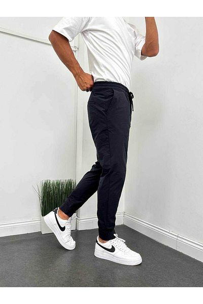 MODA Black Parachute Fabric Double Leg Trousers
