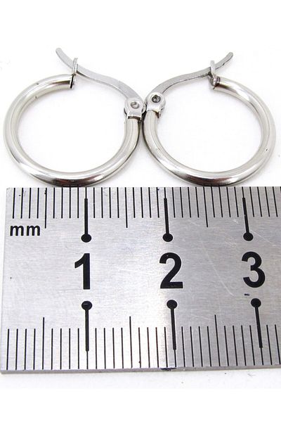 Takı Dükkanı 15mm Women's Hoop Steel Earrings Pair Italian Locked Mse23