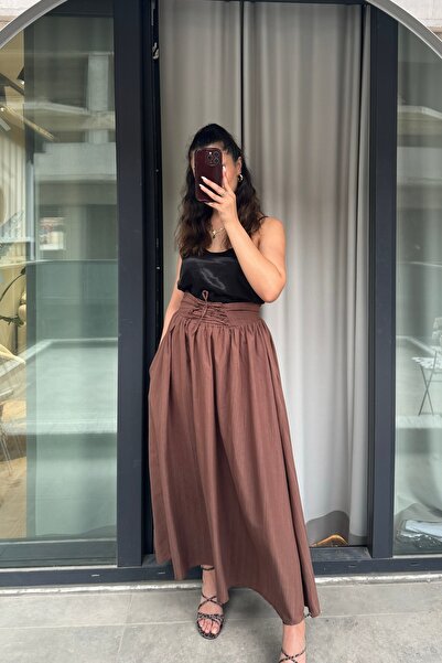 Güneş Long Skirt with Pleated Lace
