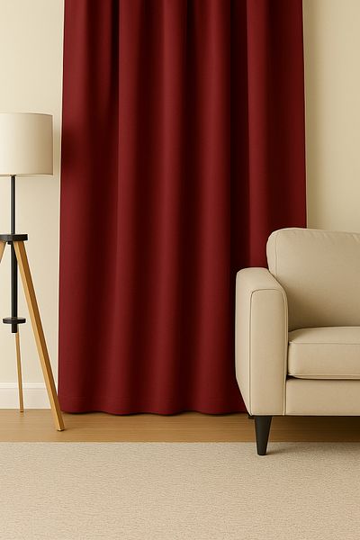 Luvora Home Luna Series Velvet Textured Pleatless Background Curtain - Claret Red