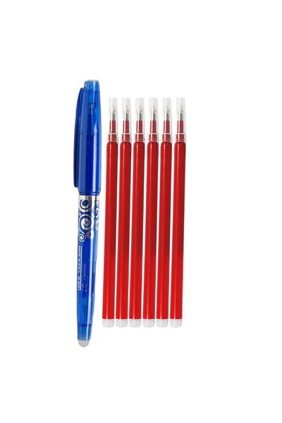 Ropet Rollerball Pen Set with Eraser 0.7mm and 6 Refills, Red