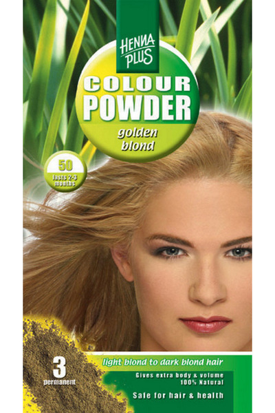 Hennaplus Pudra Hennaplus pentru vopsirea parului Golden Blond 50, 100 g