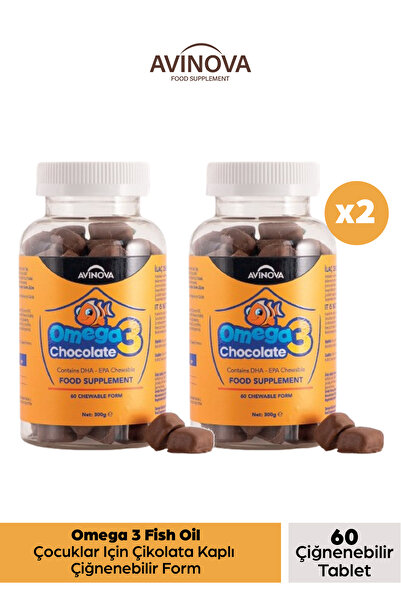 AVİNOVA Omega 3 Fish Oil Çocuklar Için Çikolata Kaplı Çiğnenebilir Form; Epa,...