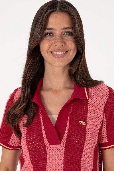 U.S. Polo Assn. Tricou de damă cu guler polo cireș 50300791 -vr223