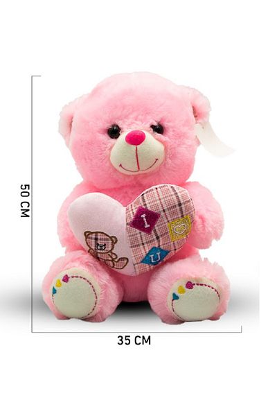 rexa Pink Plush Teddy Bear with Heart, 35x50 cm