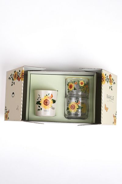 Rakle Sun Flower Stackable 3-Piece Gift Set 180 Cc