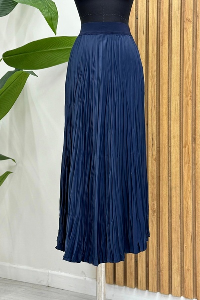Sentez 5443 Satin Crinkle Skirt - Navy Blue