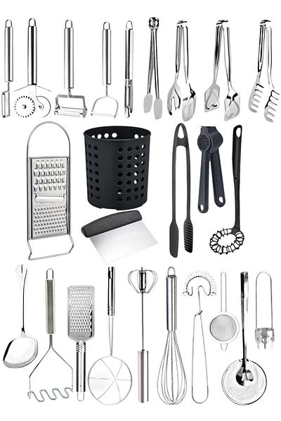 Mirilliahome 26-Piece Serving Tongs and Kitchen Utensils Set – Practical Kitchen and Dowry Tools