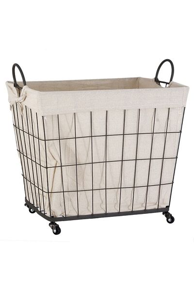 OEM Metal Storage Basket with Wheels, Dimensions 48x36x39cm, Detachable Lining