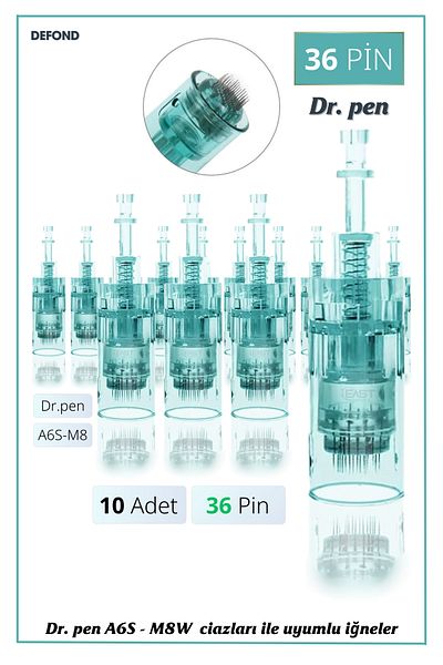 DEFOND Dr Pen A6S - M8W Compatible Needles 10 Pieces 36 Pin Original Dermapen Needle Cartridge