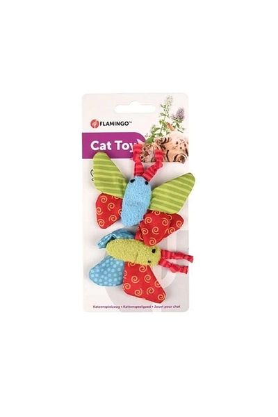 STOREMAX Flamingo yowly butterfly shaped cat toy 2 pieces 9 cm