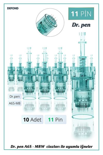 DEFOND Dr Pen A6S - M8W Compatible Needles 10 Pieces 11 Pin Original Dermapen Needle Cartridge