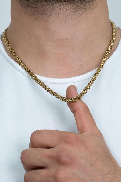 Takı Dükkanı Kral Model Erkek Çelik Zincir Kolye Erkeğe Sevgiliye Hediye Ck11t