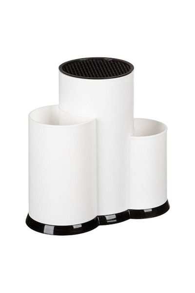 OEM Knife and kitchen utensils holder, 3 compartments, white plastic, 23x12x22cm