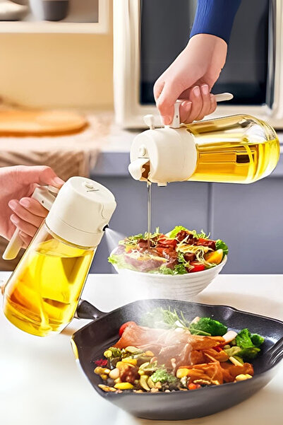 Comprox Karışık Renk Çift Kullanımlı 2 Fonksiyonlu Cam Yağdanlık Ve Püskürtmeli Sprey Yağdanlık 2 In 1