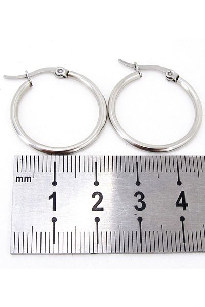 Takı Dükkanı 21mm Women's Hoop Steel Earrings Pair Italian Locked Mse25