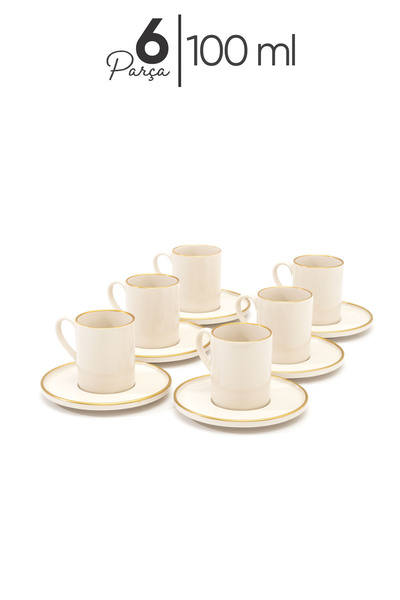 çarşıdayız 12 Parça 6 Kişilik Yaldızlı Porselen Kahve Fincan Seti – Zarif ve Şık Tasarım