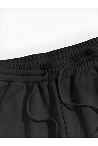 trendgar SİYAH NEWSTYLE BASKILI UNİSEX ŞORT