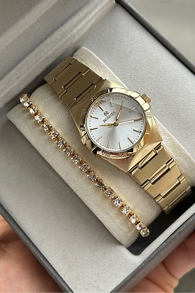 Homies Women's Wristwatch Steel Band Waterproof Gift Box and Bracelet Gift.