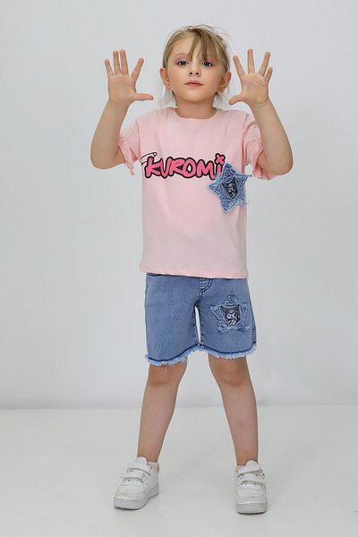 Cmk Kids club Kuromi Printed Girl's T-Shirt and Shorts Set