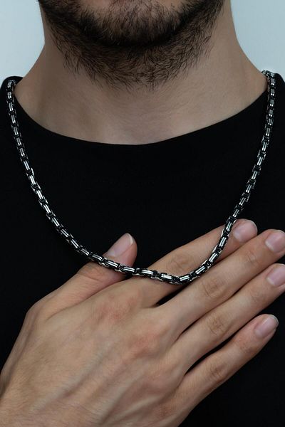 Takı Dükkanı أسود أبيض اللون الملك نموذج الرجال سلسلة الصلب قلادة Ck11