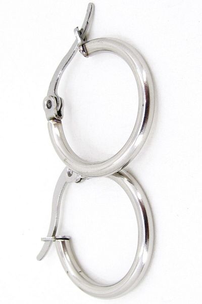 Takı Dükkanı 15mm Women's Hoop Steel Earrings Pair Italian Locked Mse23