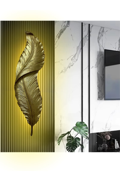 3D AKSESUAR DÜNYASI Gold Tüy Aplik Led'li Elektrikli Dekoratif Duvar Aydınlatma