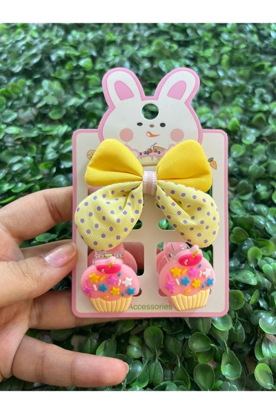 PONÇİK ACCESSORİES مجموعة من 3 قطع للأطفال من طوق القوس وإبزيم الفراشة