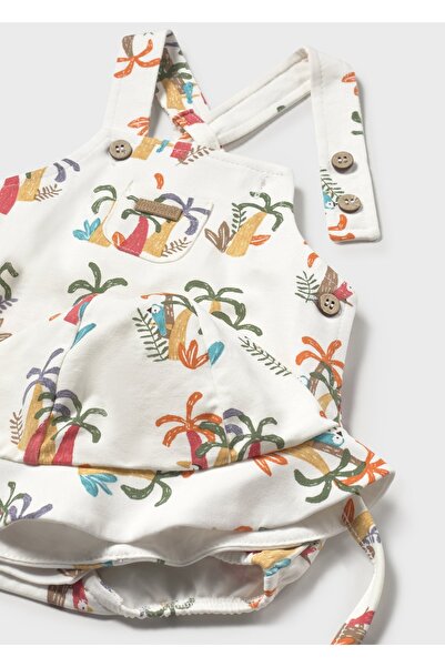 MAYORAL Baby Boy Short Jumpsuit with Hat White 1613